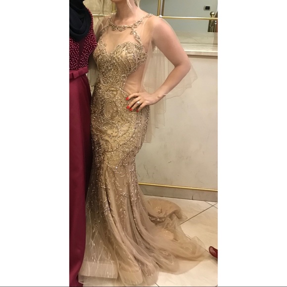 Jovani Couture Gold Dress - Picture 1 of 4